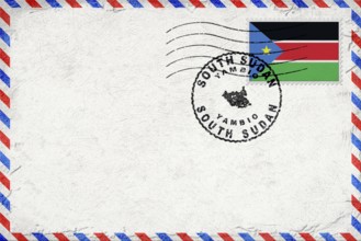 South Sudan Yambio Vintage Air Mail Envelope with Flag and Postmark