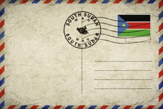 South Sudan Wau Vintage Air Mail Envelope with Flag and Postmark
