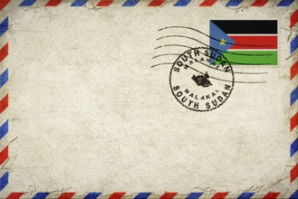 South Sudan Malakal Vintage Air Mail Envelope with Flag and Postmark