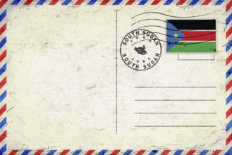 South Sudan Juba Vintage Air Mail Envelope with Flag and Postmark