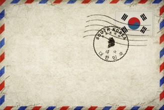 South Korea Daegu Vintage Air Mail Envelope with Flag and Postmark