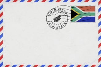 South Africa Pretoria Vintage Air Mail Envelope with Flag and Postmark