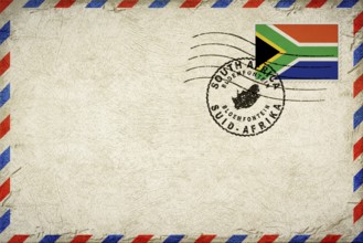 South Africa Bloemfontein Vintage Air Mail Envelope with Flag and Postmark