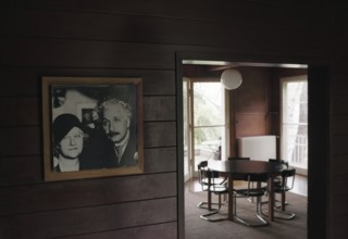 Potsdam-Caputh, DEU, Germany. 26.04.2002 - Albert Einstein's summer residence: living room of the