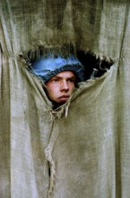 BIH, May 1994 -- British UN soldier in his post in front of the British UN camp outside Vitez in.