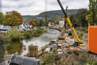 Reconstruction in the Ahr Valley, after the flood of July 2021, restoration of the river landscape,