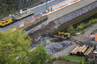 Reconstruction in the Ahr Valley, after the flood of July 2021, restoration of the railway