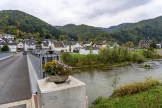 Temporary bridges across the Ahr, in the Ahr Valley, after the flood of July 2021, built by the