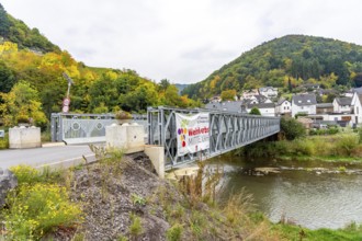Temporary bridges across the Ahr, in the Ahr Valley, after the flood of July 2021, built by the