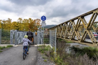 Temporary bridges over the Ahr, in the Ahr Valley, after the flood of July 2021, built by the