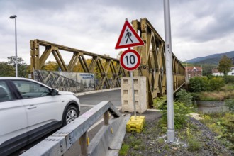 Temporary bridges over the Ahr, in the Ahr Valley, after the flood of July 2021, built by the
