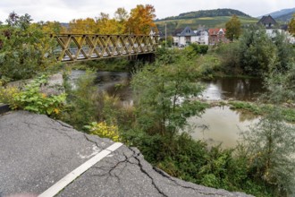 Temporary bridges across the Ahr, in the Ahr Valley, after the flood of July 2021, built by the