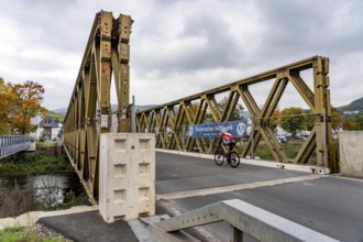 Temporary bridges over the Ahr, in the Ahr Valley, after the flood of July 2021, built by the