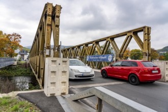 Temporary bridges over the Ahr, in the Ahr Valley, after the flood of July 2021, built by the