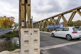 Temporary bridges over the Ahr, in the Ahr Valley, after the flood of July 2021, built by the