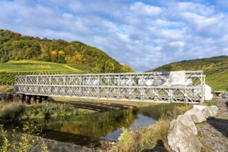 Temporary bridges over the Ahr, in the Ahr Valley, after the flood of July 2021, built by the