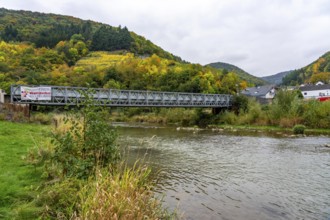 Temporary bridges across the Ahr, in the Ahr Valley, after the flood of July 2021, built by the