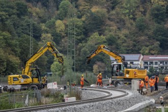 Reconstruction in the Ahr Valley, after the flood of July 2021, restoration of the railway