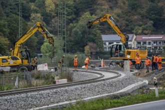 Reconstruction in the Ahr Valley, after the flood of July 2021, restoration of the railway
