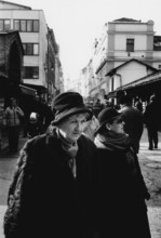 BIH, Bosnia, Sarajevo, 12.01.2006, Women wearing fur walk through the old town