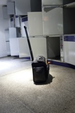 Berlin 2010-11-24 Suitcase of a railway employee in front of lockers in the lowlands at Potsdamer