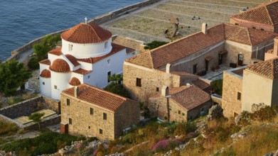Soft morning light, Holy Church of the Virgin Mary Chrysaphitissa, beautiful coastal town with