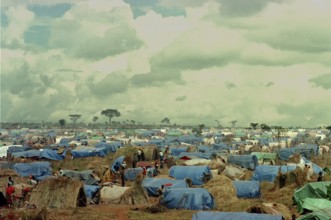 Benaco camp, RWA, 19.05.1994 -- Overview of the Benaco camp, which hosted more than half a million