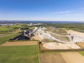 Scenic view of a quarry surrounded by natural fields and forests, Nagold, Black Forest, Germany