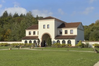 View of the site of the archaeological open-air museum on the main gate main entrance of the Roman