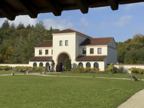View of the site of the archaeological open-air museum on the main gate main entrance of the Roman