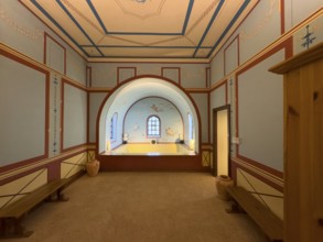 Reconstructed Roman ancient frigidarium cooling room refrigeration room with sideways in the