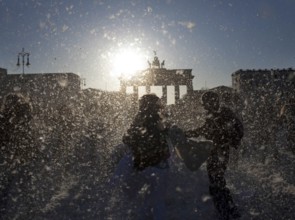 DEU Berlin It rains feathers during a pillow fight involving several hundred people at the
