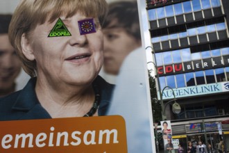 DEU Germany Germany Berlin Campaign poster by Federal Chancellor Angela Merkel near the CDU Berlin