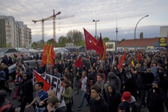 GERMANY May 1 rally passes a Lidl supermarket towards Moritzplatz Germany Berlin May Day protester