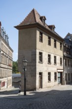 Narrow house in the old town, Fürth, Middle Franconia, Franconia, Bavaria, Germany