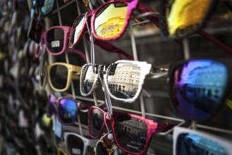 DEU Germany Germany Berlin Sunglasses display on Oranienstraße Altbau is reflected in eyeglass