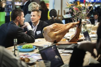 DEU Germany Germany Berlin International Tourism Exchange ITB. Spanish ham on the table of a hotel