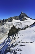 View of the Glacier du Géant from the Télécabine Panorama Railway, behind the Dente del Gigante,