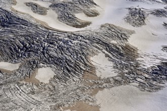 View from the Télécabine Panorama Railway of the glacial crevices of the Glacier du Géant,