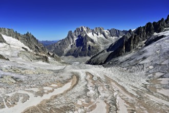 View from the Télécabine Panorama Mont-Blanc of the mountains Aiguille Vert, Les Droites, Les