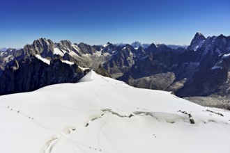 View of the mountains Aiguille Vert, Les Droites, Les Courtes, Grandes Jorasses, Aiguille du Midi