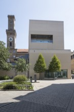 Town Hall Tower next to Ludwig Erhard Center, Fürth, Middle Franconia, Franconia, Bavaria, Germany