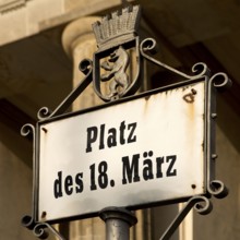 Sign Platz on March 18 in honor of the victims of the March Revolution on March 18, 1848 in front