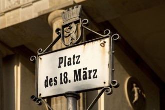 Sign Platz on March 18 in honor of the victims of the March Revolution on March 18, 1848 in front