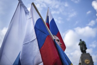 DEU Germany Germany Berlin Pro-Russian demonstration against NATO expansion in Ukraine and for