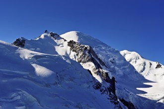 Mont Maudit covered with snow from the left, Mont-Blanc, Aiguille du Midi mountain station viewing