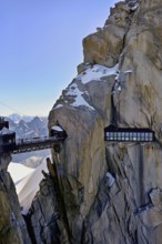Bridge connecting the viewing platforms, Aiguille du Midi mountain station, Chamonix-Mont-Blanc,