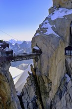Bridge connecting the Aiguille du Midi mountain station viewing platforms, Chamonix-Mont-Blanc,