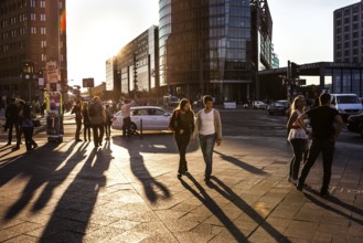DEU Germany Germany Berlin People against light on Potsdamer Platz