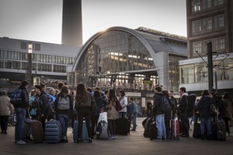 DEU Germany Germany Berlin Visiting students on Alexanderplatz. You will be picked up by host